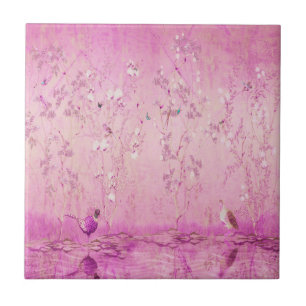 Pink Chinoiserie Ceramic Tile