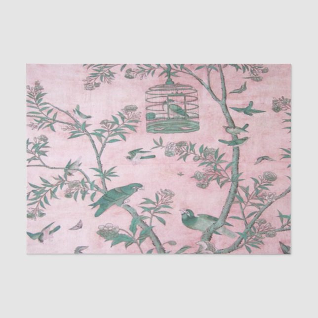 Pink Chinoiserie Chinese Decoupage Tissue Paper (Front)