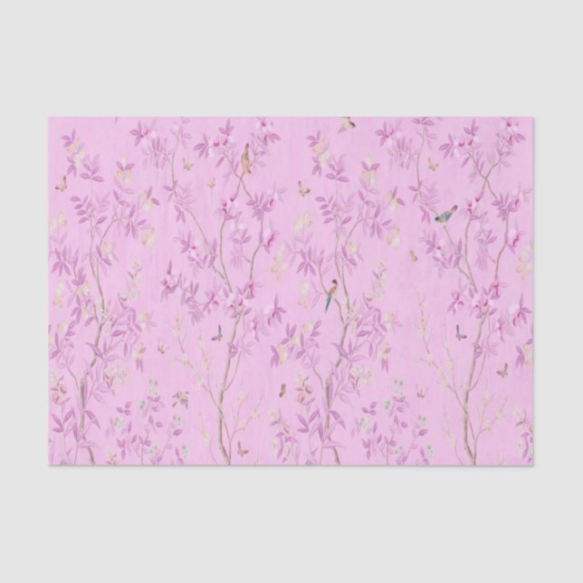 Pink Chinoiserie Chinese Decoupage Tissue Paper (Front)