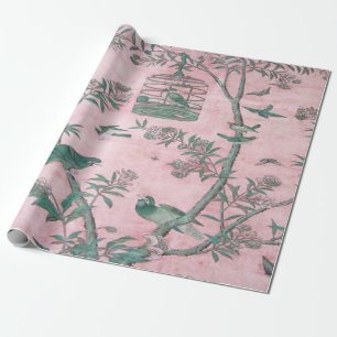 Pink Chinoiserie Chinese Decoupage Wrapping Paper