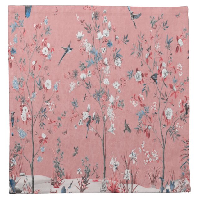 Pink Chinoiserie  Cloth Napkin (Front)