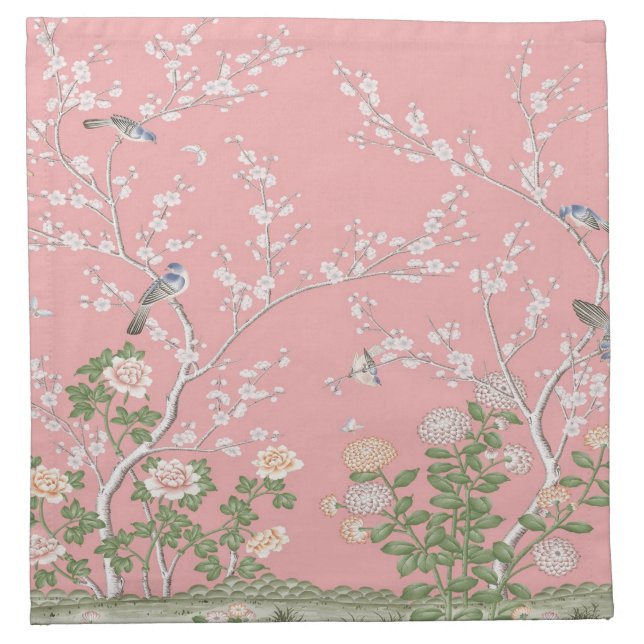 Pink Chinoiserie  Cloth Napkin (Front)