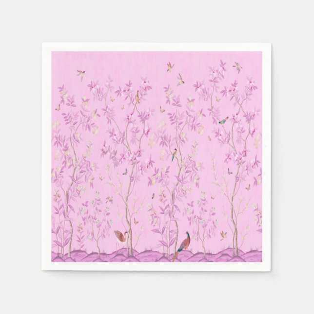Pink Chinoiserie Decoupage Napkins (Front)