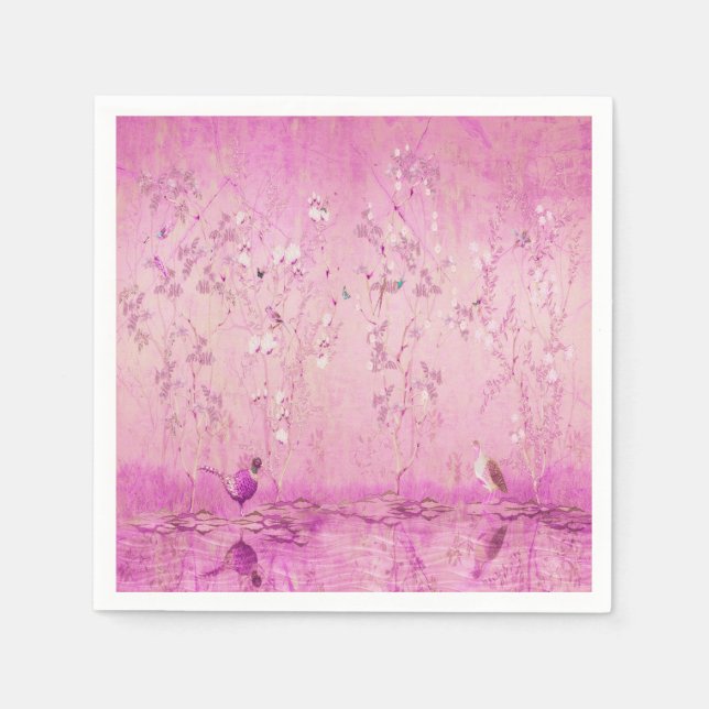 Pink Chinoiserie Decoupage Napkins (Front)