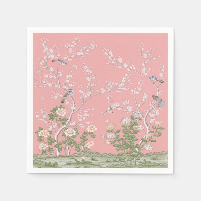 Pink Chinoiserie Decoupage Napkins (Front)