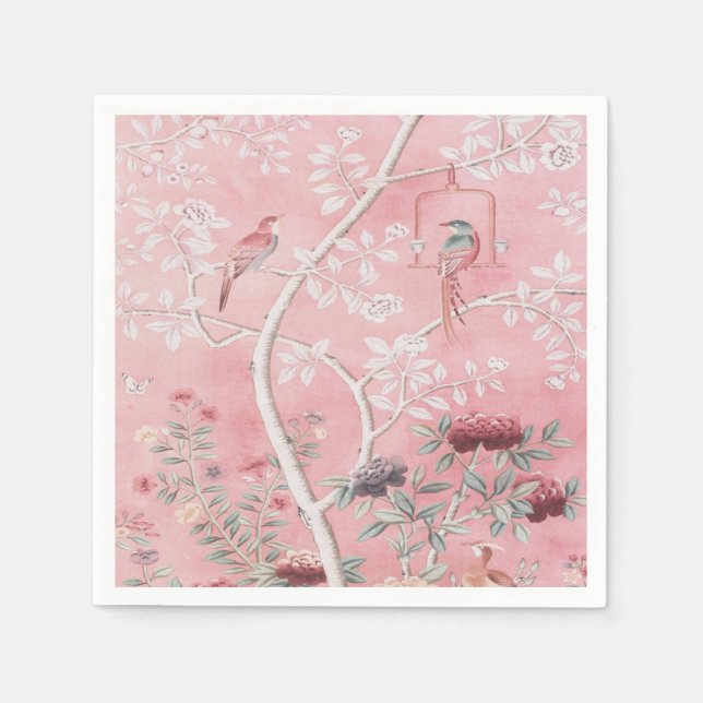 Pink Chinoiserie Decoupage Napkins (Front)
