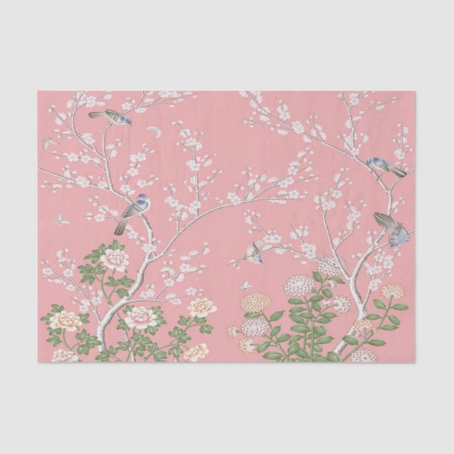 Pink Chinoiserie Decoupage Tissue Paper (Front)