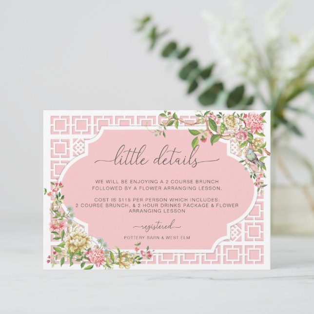 Pink Chinoiserie Details Enclosure Card - Trianon (Standing Front)