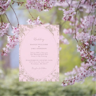 Pink Chinoiserie Elegant Wedding Invitation