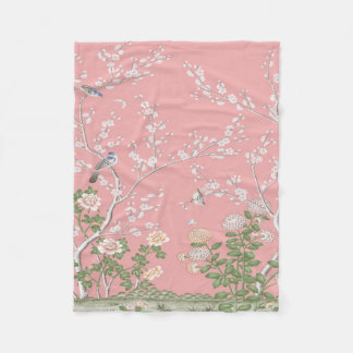 Pink Chinoiserie Fleece Blanket