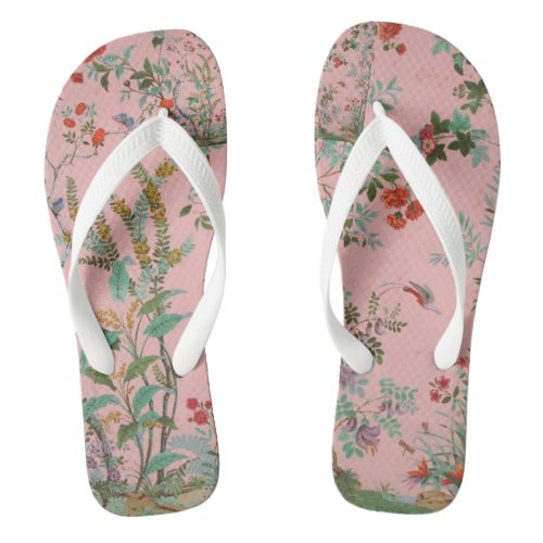 Pink Chinoiserie Flip Flops