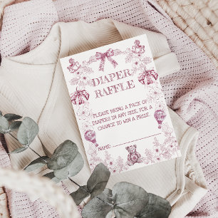 Pink Chinoiserie Floral Baby Shower Diaper Raffle Enclosure Card
