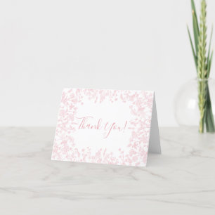 Pink Chinoiserie Floral Bridal Shower Invitation,  Letterpress Thank You Card