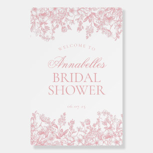 Pink Chinoiserie Floral Bridal Shower Welcome Sign