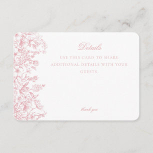 Pink Chinoiserie Floral Details Card Invitation
