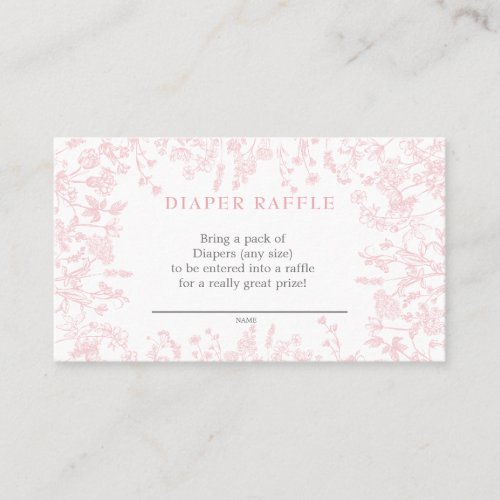 Pink Chinoiserie floral diaper raffle card game Business Card