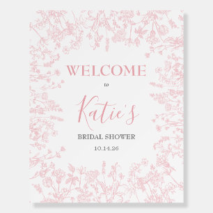 Pink Chinoiserie Floral foam board, shower welcome Board