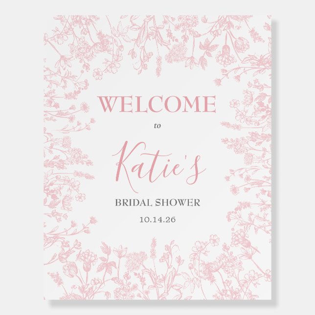 Pink Chinoiserie Floral foam board, shower welcome Foam Board (Front)
