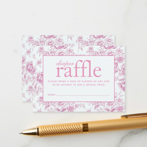 Pink Chinoiserie Floral French Toile Diaper Raffle Enclosure Card