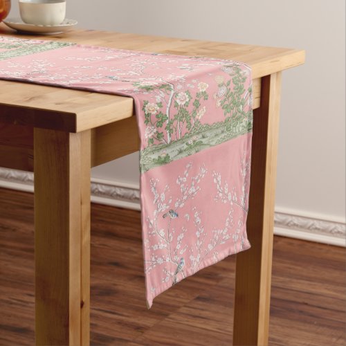 Pink Chinoiserie Floral Modern Dining Short Table Runner