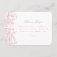 Pink Chinoiserie Floral Share Recipe Invitation