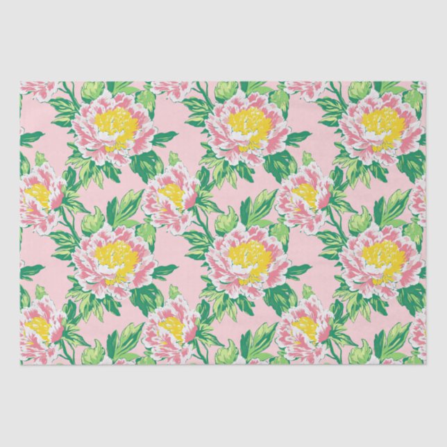 Pink Chinoiserie Floral  Tissue Paper (Front)