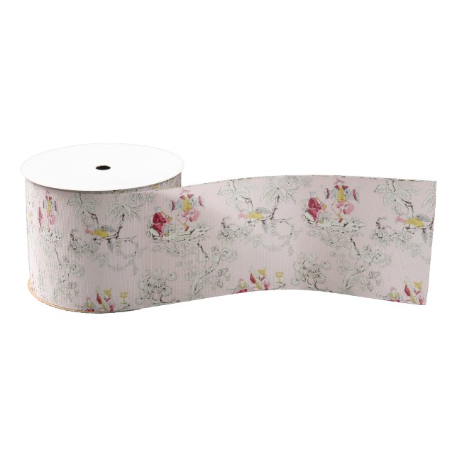 Pink Chinoiserie Grosgrain Ribbon (Spool)