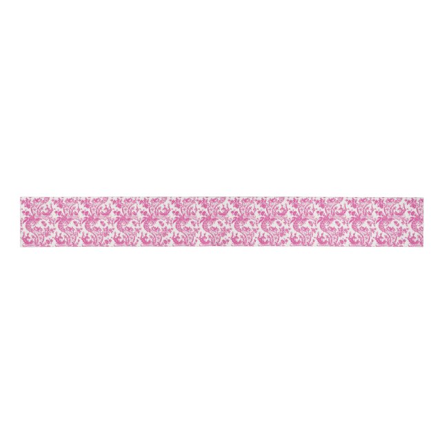 Pink Chinoiserie Grosgrain Ribbon (Front)