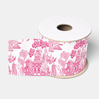 Pink Chinoiserie Grosgrain Ribbon