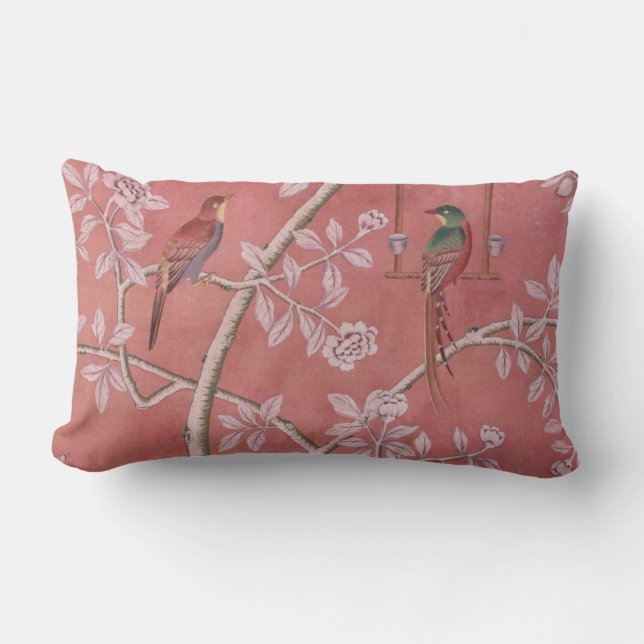 Pink Chinoiserie Lumbar Pillow (Front)