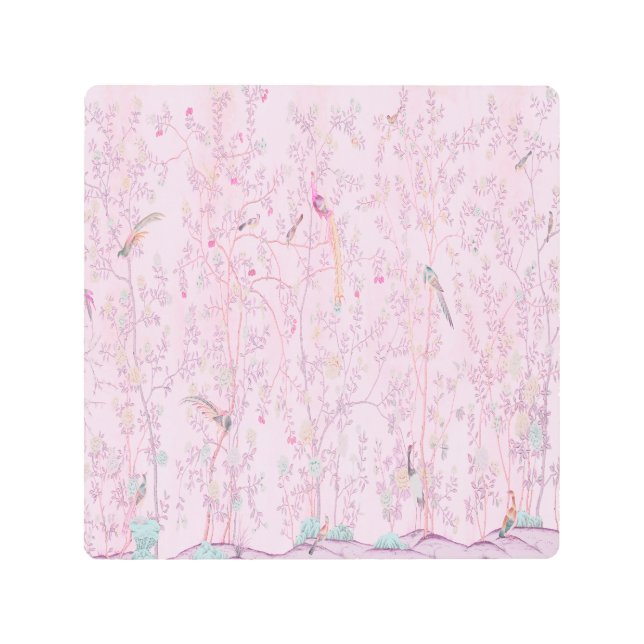 Pink Chinoiserie Metal Wall Art (Front)