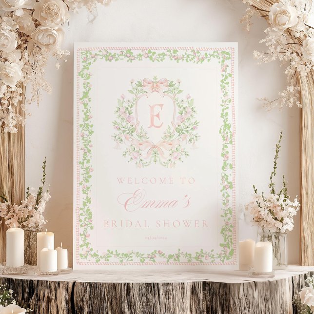 Pink Chinoiserie Monogram Bridal Shower Sign (Creator Uploaded)