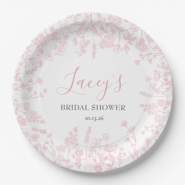 Pink Chinoiserie napkins, pink toile napkins Paper Plates (Front)