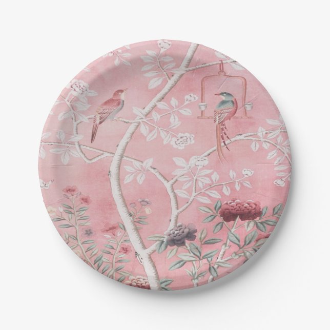 Pink Chinoiserie  Paper Plates (Front)
