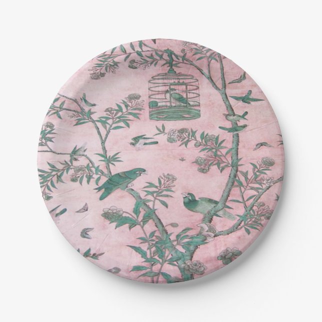 Pink Chinoiserie  Paper Plates (Front)