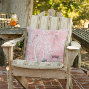 Pink Chinoiserie Patio Outdoor Pillow
