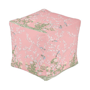 Pink Chinoiserie  Pouf