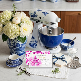 Pink Chinoiserie Recipe Request Bridal Shower  Enclosure Card