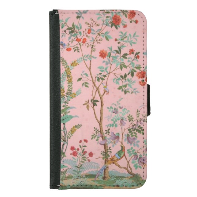 Pink Chinoiserie Samsung Galaxy Wallet Case (Front)
