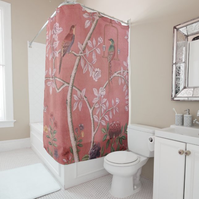 Pink Chinoiserie  Shower Curtain (In Situ)