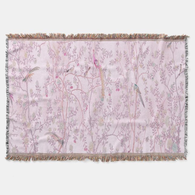 Pink Chinoiserie Throw Blanket (Front)