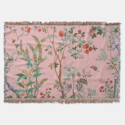 Pink Chinoiserie Throw Blanket