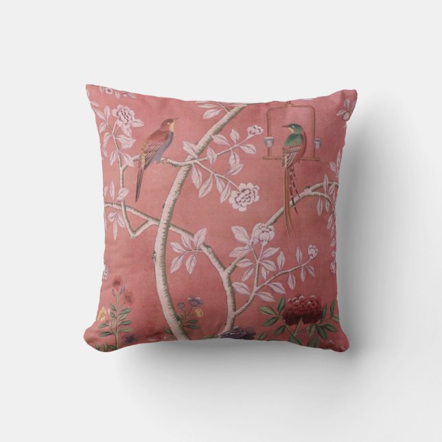 Pink Chinoiserie  Throw Pillow (Front)