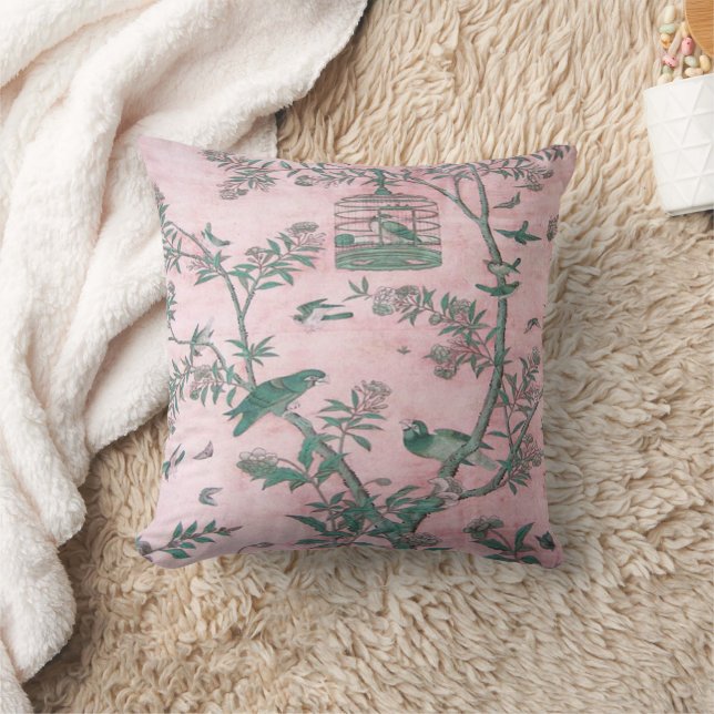 Pink Chinoiserie  Throw Pillow (Blanket)