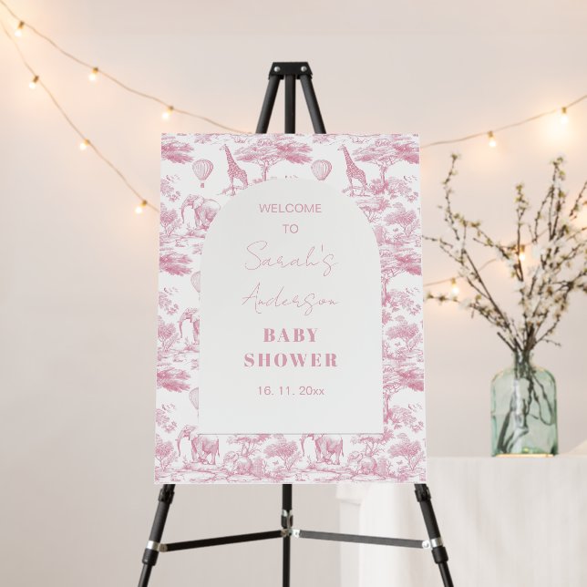 Pink Chinoiserie Toile de Jouy Baby Shower Foam Board (In Situ (Stand))