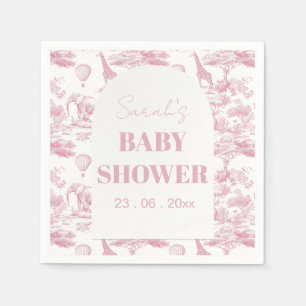 Pink Chinoiserie Toile de Jouy Baby Shower Napkins