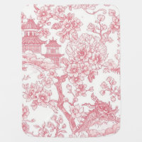 Pink Chinoiserie Toile Dragon Cherry Blossom