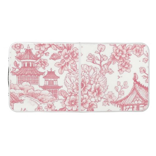 Pink Chinoiserie Toile Dragon Cherry Blossom Beer Pong Table