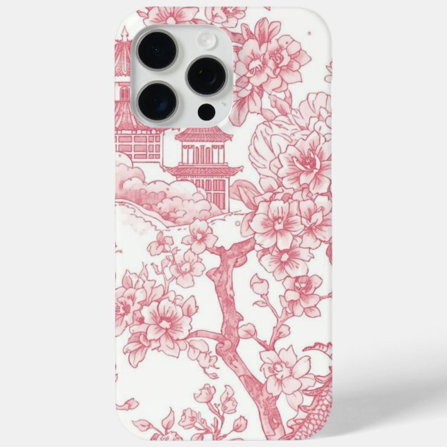 Pink Chinoiserie Toile Dragon Cherry Blossom Case-Mate iPhone Case (Back)