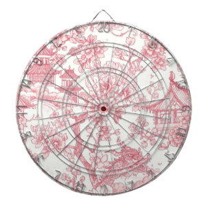 Pink Chinoiserie Toile Dragon Cherry Blossom Dart Board